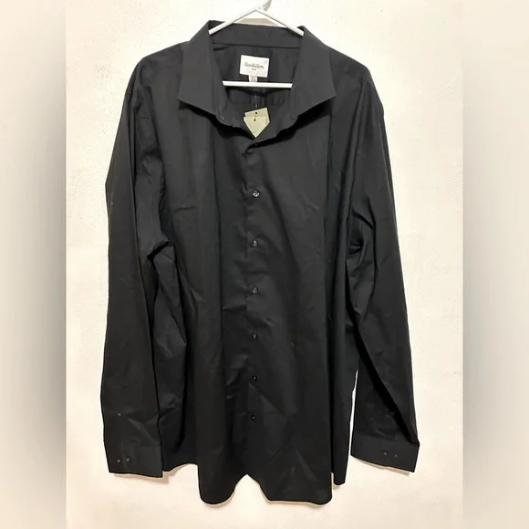 4xl black dress shirt Traveler Stretch Dress Shirt in Black 2XL / Semi Tall / Black main image 1
